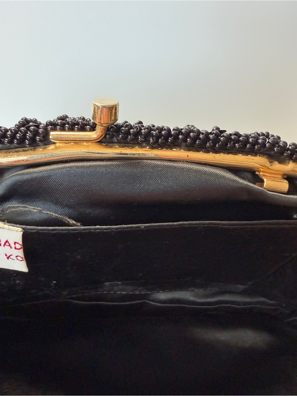Vintage Hand Made in Hong Kong Black Beaded Sequin Evening Clutch Bag - Picture 9 of 11